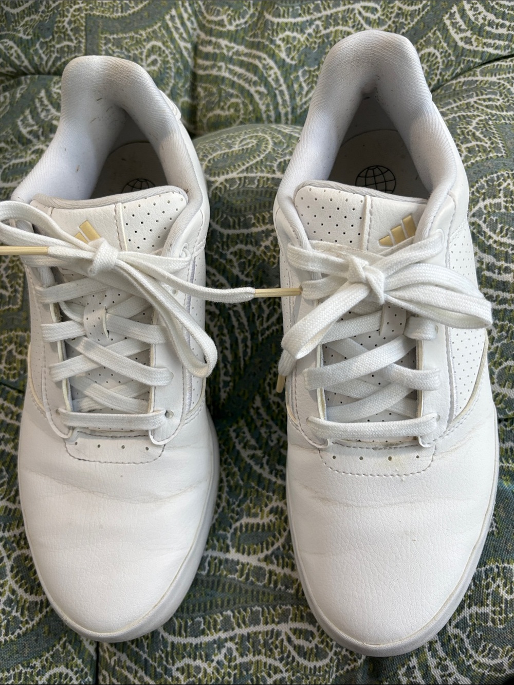 adidas White Leather Sneakers with Subtle Gold Logo